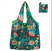 sacs à provisions pliables et réutilisables, shopper flower power vert