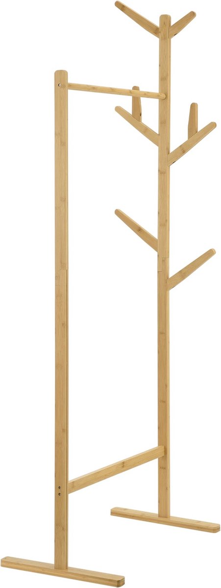 In And OutdoorMatch Bamboe Handdoekenrek Domenica - Met Kapstok - Vrijstaand - 65x40x170 cm - Minimalistisch Design