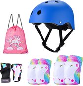 Beschermingsset voor kinderen, beschermers, inlineskates, kniebeschermerset met helm voor inlineskates, skateboard, fiets, rolschaatsen