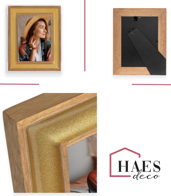 HAES DECO - Cadre Photo en Bois Steyr Or /Marron pour photo 15x20 - XN768GHS