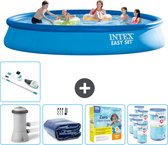 Intex Rond Opblaasbaar Easy Set Zwembad - 457 x 84 cm - Blauw - Inclusief Pomp Solarzeil - Onderhoudspakket - Filters - Stofzuiger
