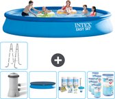 Intex Rond Opblaasbaar Easy Set Zwembad - 457 x 84 cm - Blauw - Inclusief Pomp Afdekzeil - Onderhoudspakket - Filters - Ladder