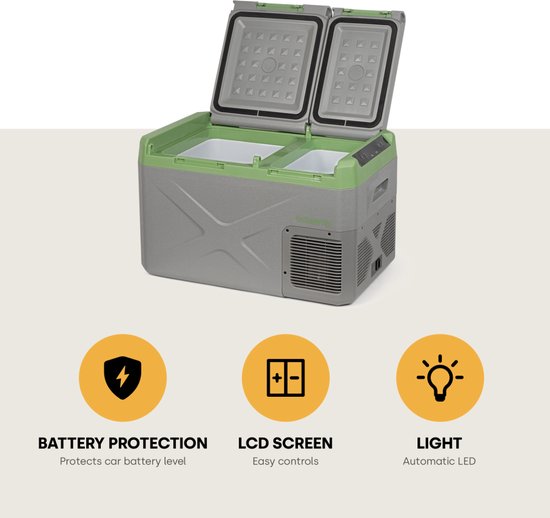 Steamy-E Elektrische Compressor Koelbox - Dual Compartment - Tegelijk koelen en vriezen - 24 liter - 12V en 230V - voor auto en camping - Grijs van Steamy — afbeelding 3