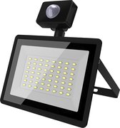 LED Breedstraler met Sensor - Velvalux Glowlit - 50 Watt - Natuurlijk Wit 4000K - Waterdicht IP65 - Flikkervrij