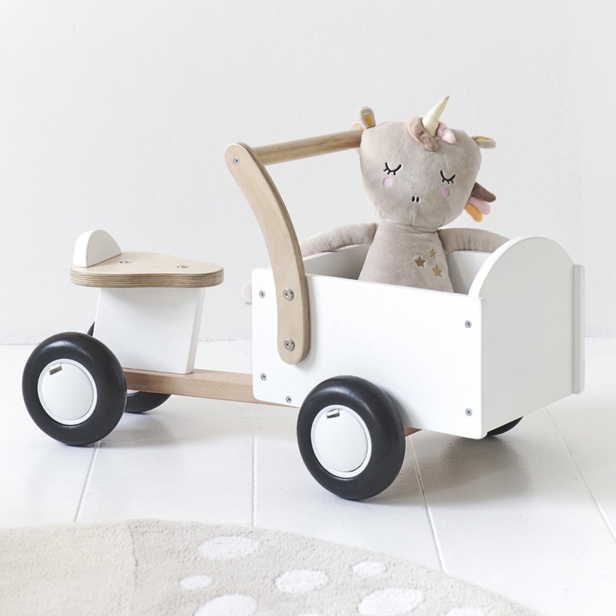 Petite Amélie ® Loopfiets - Loopbakfiets - Kinderfiets - Houten - Vanaf 1 jaar - Stimuleert motoriek & balans - Wit