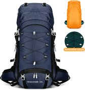 Bol.com Avoir Avoir®-Backpack-Rugzak-kwaliteit-nylon-grote-capaciteit-hiking-camping-wandelrugzak-DONKER BLAUW-regenhoes-ingebou... aanbieding