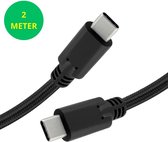 POWERR - Câble USB C - 2 Mètres - Chargeur Rapide - USB 3.2 - Câble de Charge - Zwart