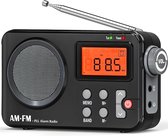 QProductz Radio op Batterijen - Noodradio Oplaadbaar - Draagbare Radio FM en AM - Compact Formaat - Zwart - Werkt ook op Batterijen