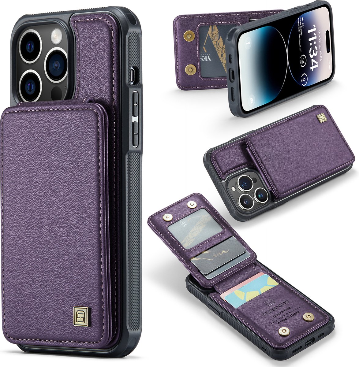 Portemonnee Backcover met RFID-bescherming voor iPhone 15 Pro _ Paars