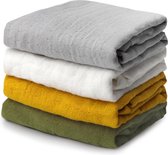 Set van 4 babyspuugdoeken, mousseline doeken, handdoeken 50 x 25 cm, washandjes van 100% katoen, zacht, absorberend, luchtdoorlatend (lichte kleurserie)