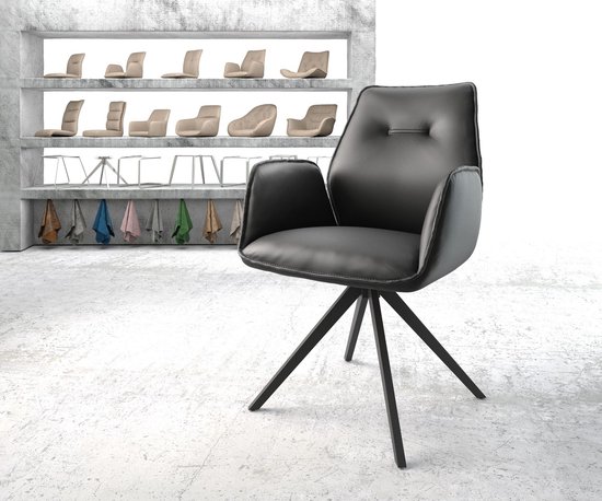 Chaise pivotante Zoa- Flex cross frame angulaire cuir noir noir
