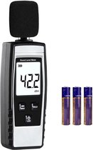 Professionele Decibelmeter - DB Meter - Geluidsmeter Inclusief Batterijen - Wit met Zwart
