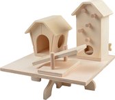 Duvoplus - Speelgoed Voor Dieren - Knaagdier - Houten Speeltuin Met Huisjes 23x20x22cm Bruin - 1st