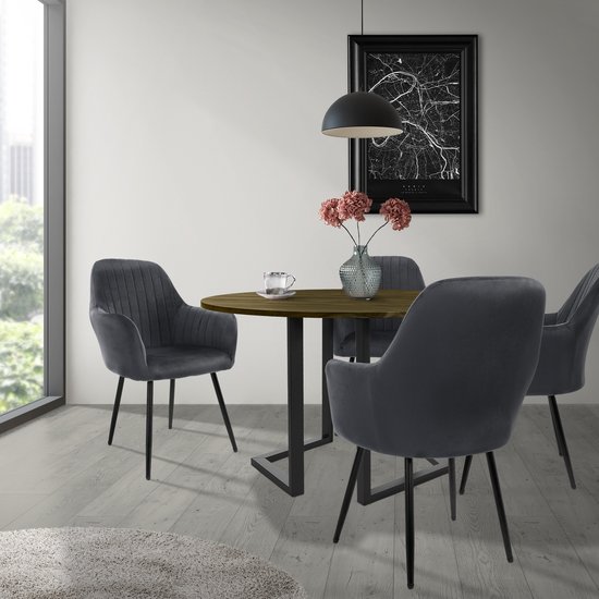 Ensemble De 4 Chaises De Salle à Manger Style Nordique - Pieds Métal, Assise Velours, Neuf Sous Emballage.