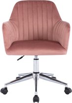 Bol.com Vente-unique Bureaustoel - Fluweel - Roze - In hoogte verstelbaar - ELEANA L 59 cm x H 89 cm x D 61.5 cm aanbieding