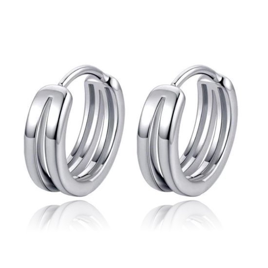 Boucles d'oreilles d'Oreilles Homme Double Ring Argent