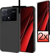 Hoes Geschikt voor Xiaomi Poco X6 Pro 5G Hoesje Cover Siliconen Back Case Hoes Met 2x Screenprotector - Zwart