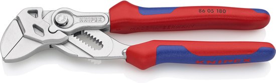 Knipex tang met rood-blauwe handvatten, 180mm.