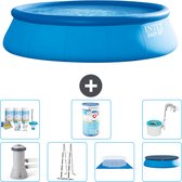 Intex Rond Opblaasbaar Easy Set Zwembad - 457 x 122 cm - Blauw - Inclusief Pomp - Ladder - Grondzeil - Afdekzeil Onderhoudspakket - Filter - Skimmer
