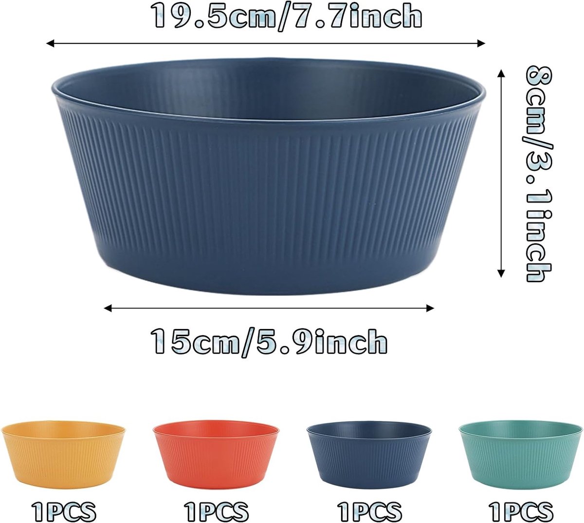 Kyraton Lot De 8 Bols à Céréales En Plastique Incassables Et