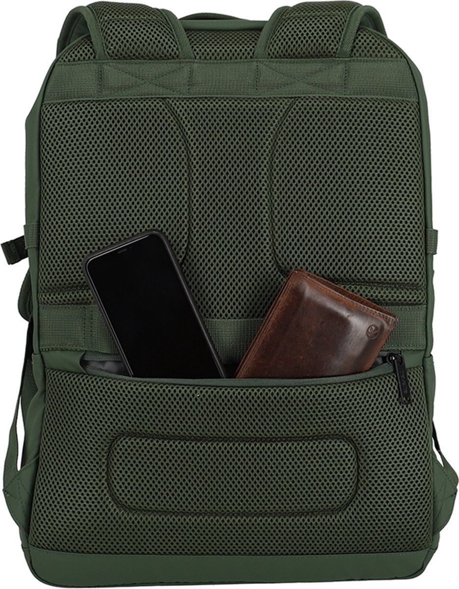 Travelite Basic Backpack – Waterafstotende Rugzak 28L met Laptopvak - Olive green – foto 6