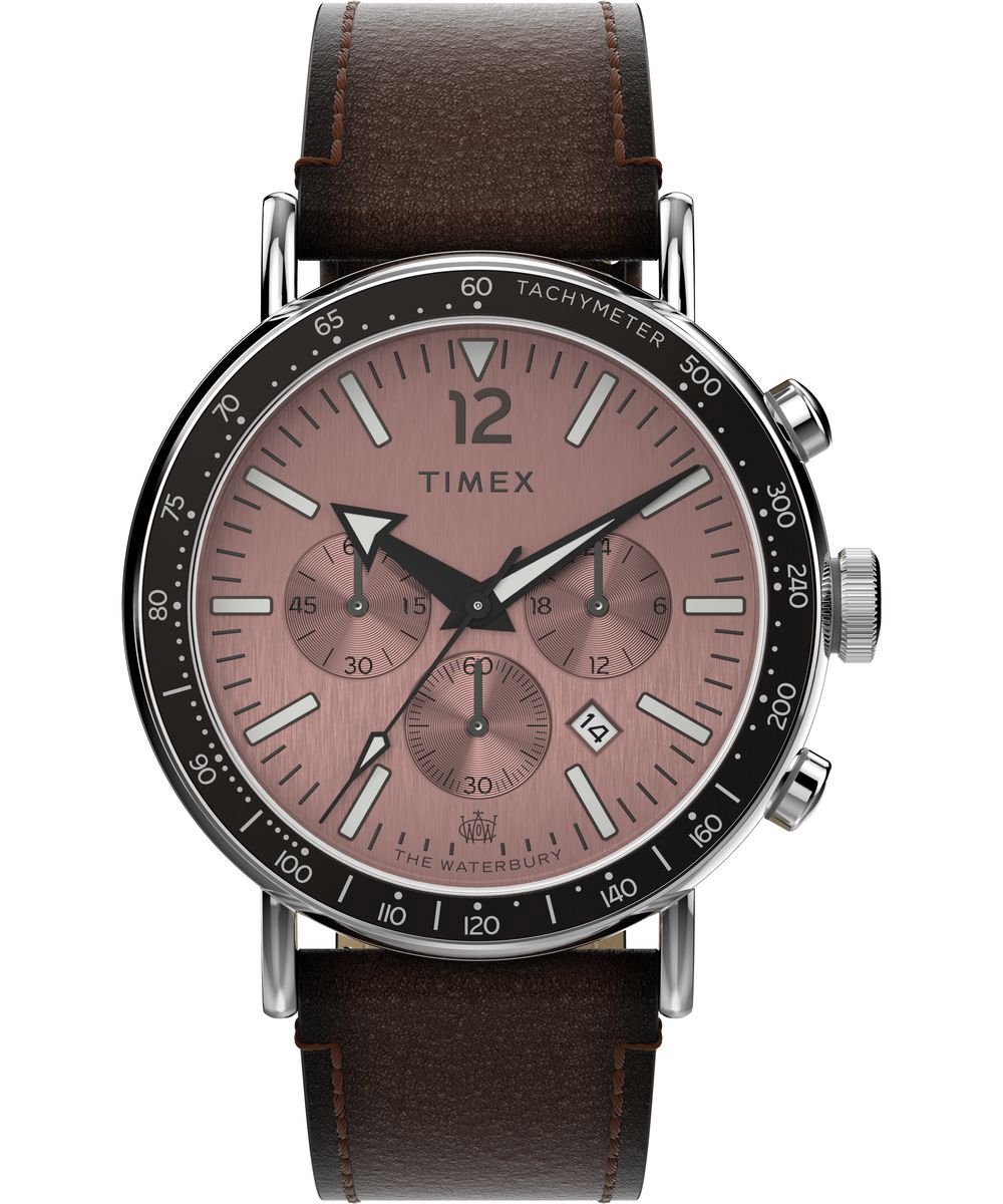 Timex Standard Chrono TW2W47300 Horloge - Leer - Bruin - Ø 43 mm