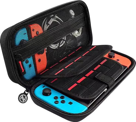 George Napoli Nintendo Switch Case - Avec compartiment de rangement pour 20 jeux - Nintendo Switch Cover - Accessoires de vêtements pour bébé Nintendo Switch - Zwart