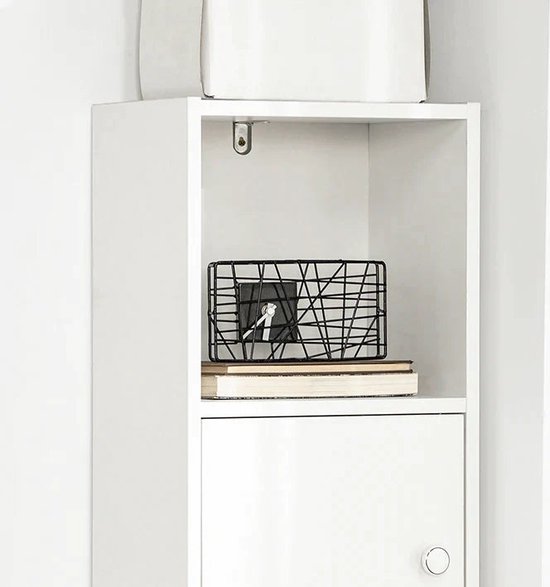 KiwiHood Draaibare Boekenkast 3-traps 360° - Staande Boekenkast Organizer Wit/Zwart Metaal