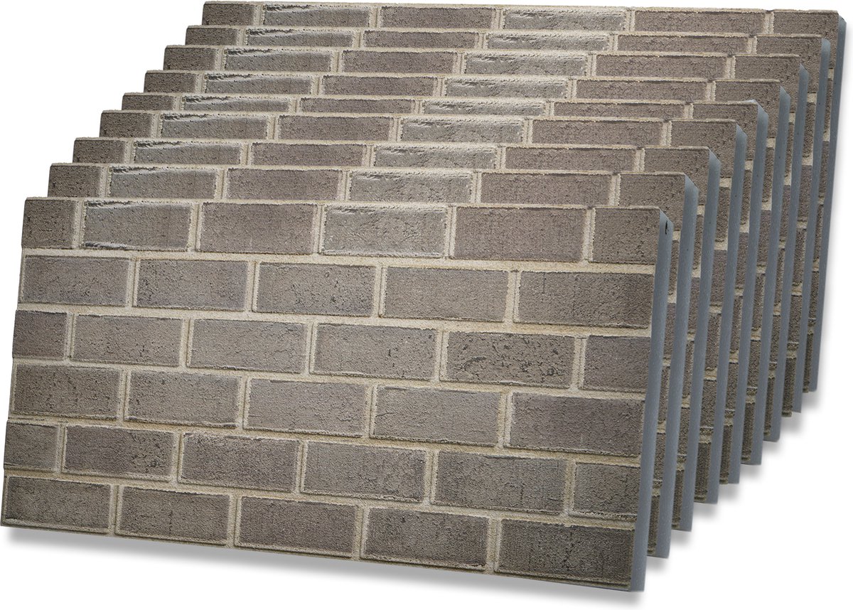 3D Wandpanelen - Wandpanelen kunststof- wall panel - wandpanelen woonkamer - Ideaal voor keuken, slaapkamer - 3D Baksteen natuurlijke bekleding piepschuim - SILVERSTONE - (100x50 cm, 9 stuks, Bedekt 4,45 m²)