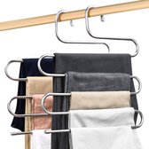 S-Type Broekhanger, meervoudig, ruimtebesparend, roestvrij staal, broek, jeans, sjaal, kleerhanger voor stropdas, sjaal, broek (2 stuks)
