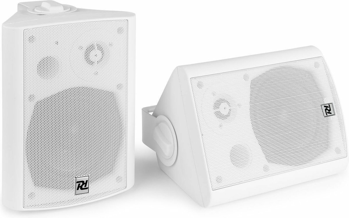 Speakerset Bluetooth - Power Dynamics DS65MW - Met mp3 speler en muurbeugels - Wit