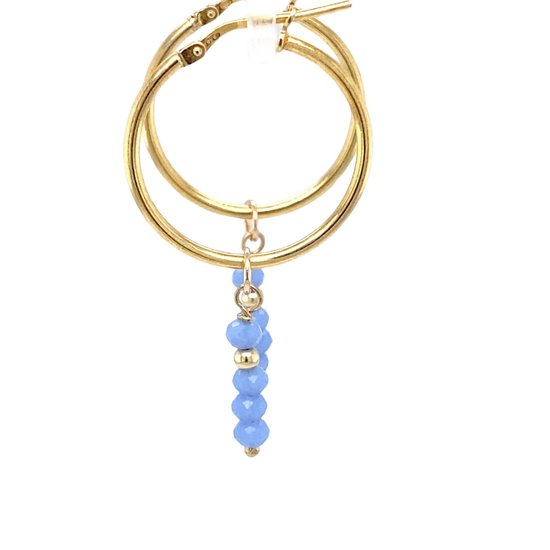 Pat's Jewels Boucles d'oreilles d'oreilles - Boucles d'oreilles femme - Pendentif Natuursteen - Plaqué Argent - Bleu Bébé