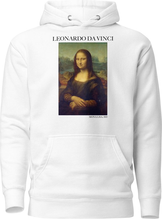 Leonardo da Vinci 'Mona Lisa' ("Mona Lisa") Beroemd Schilderij Hoodie | Unisex Premium Kunst Hoodie | Wit | S