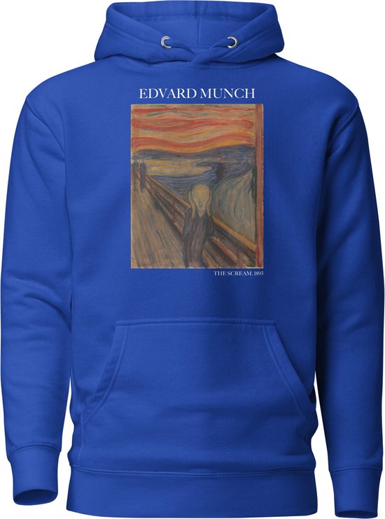 Edvard Munch 'De Schreeuw' ("The Scream") Beroemd Schilderij Hoodie | Unisex Premium Kunst Hoodie | Team Royal | L