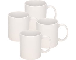 4x stuks Onbedrukte koffie mokken - 300 ml - wit - blanco koffie drinkmokken