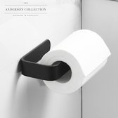 The Anderson Collection - WC Rolhouder - Toiletrolhouder zonder boren - 18,5 cm - Gerecycled Aluminium - Zelfklevend of met schroeven - Toiletrolhouder - WC Rolhouder zwart - Toiletrolhouder zwart - Milieuvriendelijk