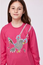 Pyjama Meisjes Woody Swinging Bird - Fuchsia