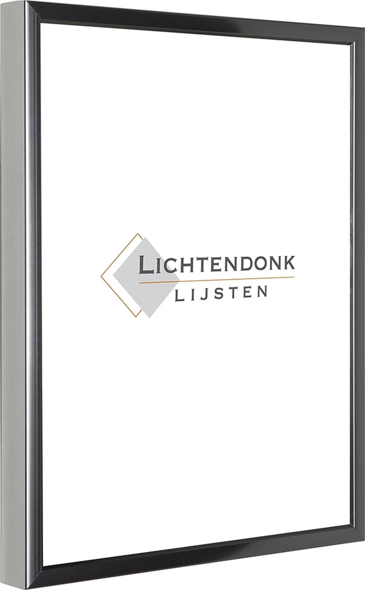 Lichtendonk Aluminium Wissellijst 20 x 25 Chrome Antraciet (glans) - Ontspiegeld Glas - Salerno