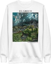 El Greco 'Gezicht op Toledo' ("View of Toledo") Beroemd Schilderij Sweatshirt | Unisex Premium Sweatshirt | Wit | L
