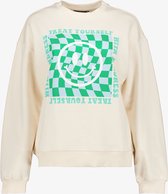 TwoDay dames sweater met smiley ecru groen - Maat XL