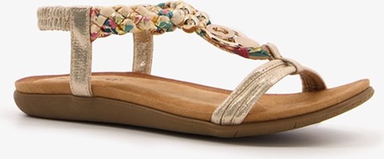 Blue Box dames sandalen goud gevlochten detail