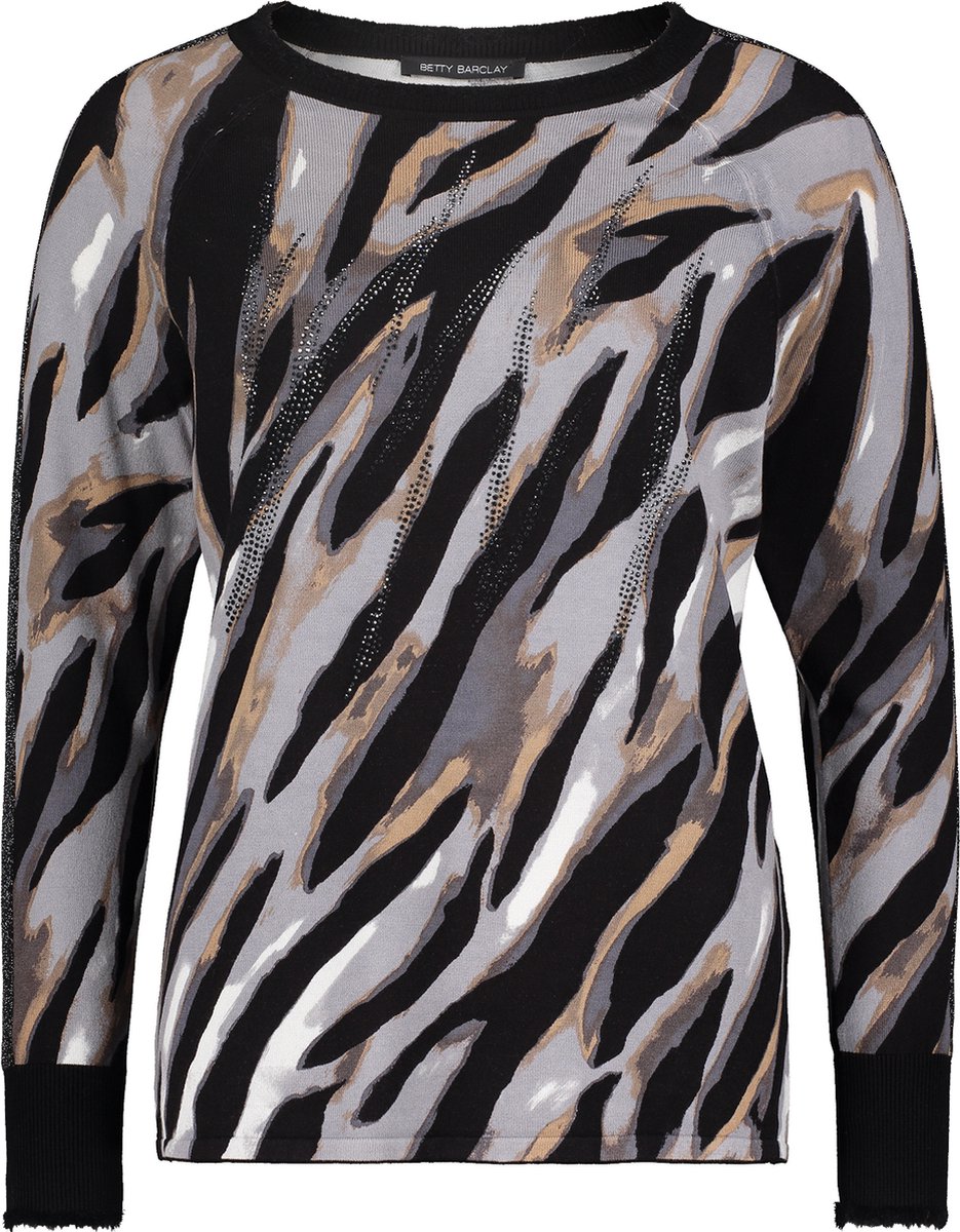 BETTY BARCLAY - Pull fijne brei print - Maat S - Vrouwen - 9893 Black/Grey - Viscose