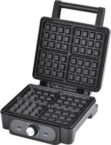 Bol.com Lovio Wafelijzer met Antiaanbaklaag voor 4 Brusselse Wafels - Regelbare Thermostaat - 1400 W Zwart aanbieding