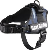 Hondentuig Best Buddy Pluto Blauw Army 60 tot 80 cm buikomvang - 50 tot 66 cm nekomvang