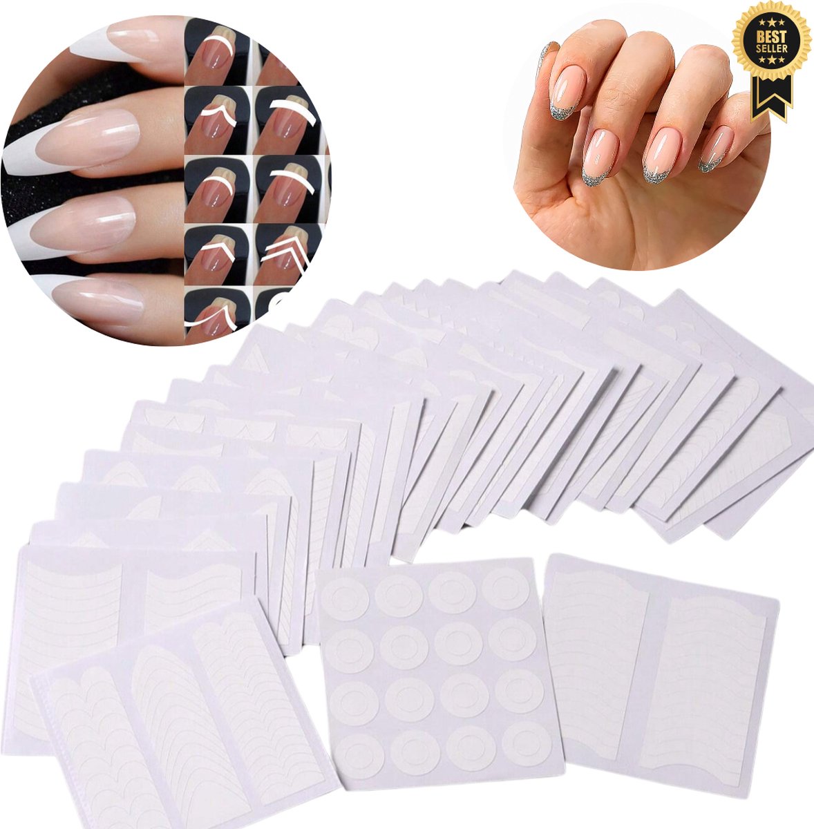 Goedkoopste GUAPÀ® French Manicure Sjabloon | Nail Art Sjabloon | 24 diverse vormen | Nail Art | Gellak | Acryl | Gel Nagels | Smile Line Nails | | Paie Nagelstickers French Manicure | 24 Vellen Nagel stickers