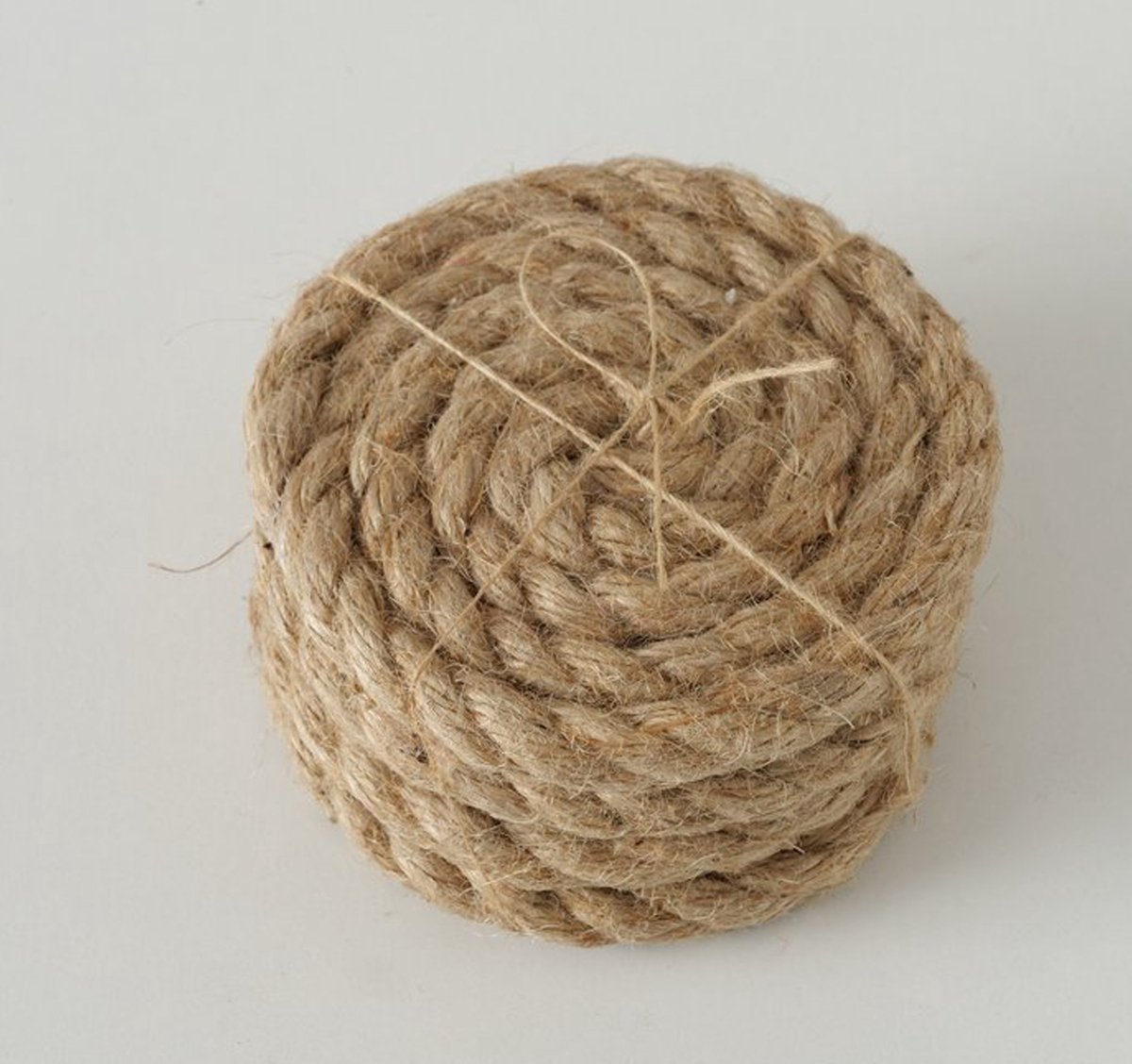 Deco by Boltze glazen onderzetters Rope - 4x - jute - naturel - 10 x 10 cm - opgerold touw stijl