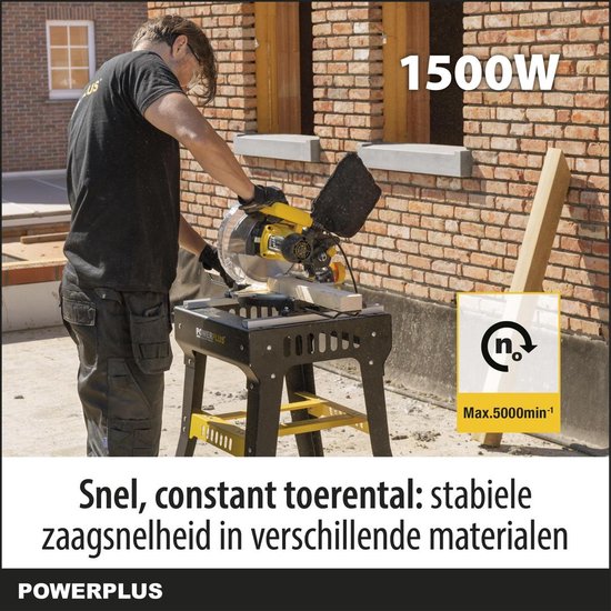 Powerplus elektrische verstekzaag POWX075700 - 1500W zaagmachine, Ø210mm - rechte & versteksneden - laser - met 1 acc.