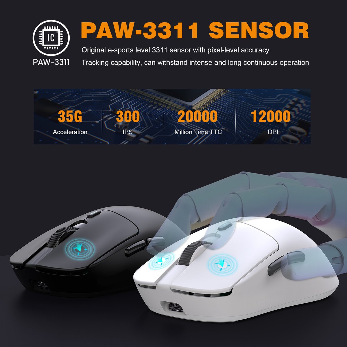 Fuegobird T68 Gaming Muis - 54g Ultra Lichtgewicht thumbnail 4