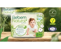 Bebem Natural 4 Maxi 7-14 KG - 360 luiers - (12 x 30) - Maandbox - Voordeelverpakking - Parfumvrij - Vegan