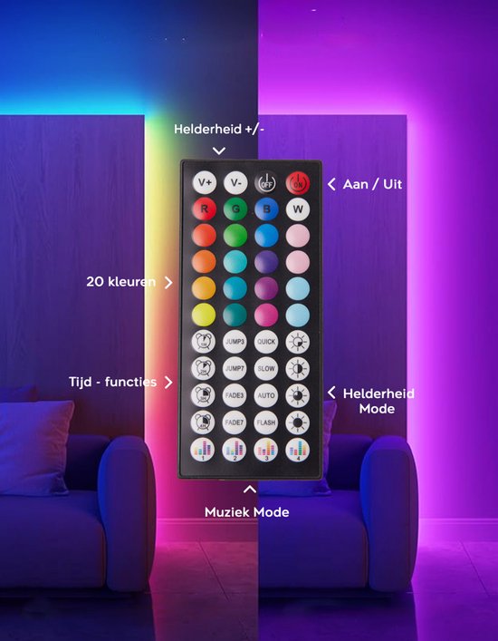 Evura Goods - Led strip 5 meter - Waterproof IP65 - RGB - met